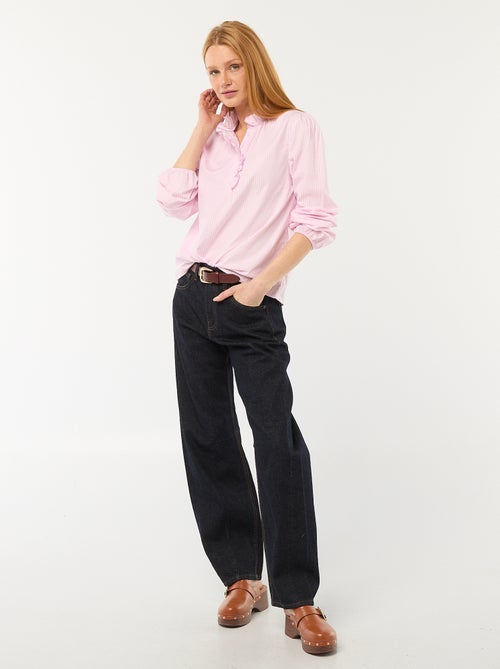 Blouse with Ruffled Collar and Opening - Kiabi
