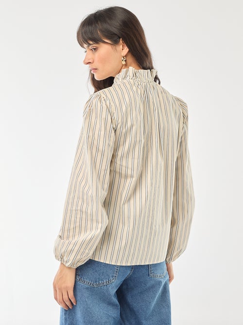 Blouse with Ruffled Collar and Opening - Kiabi