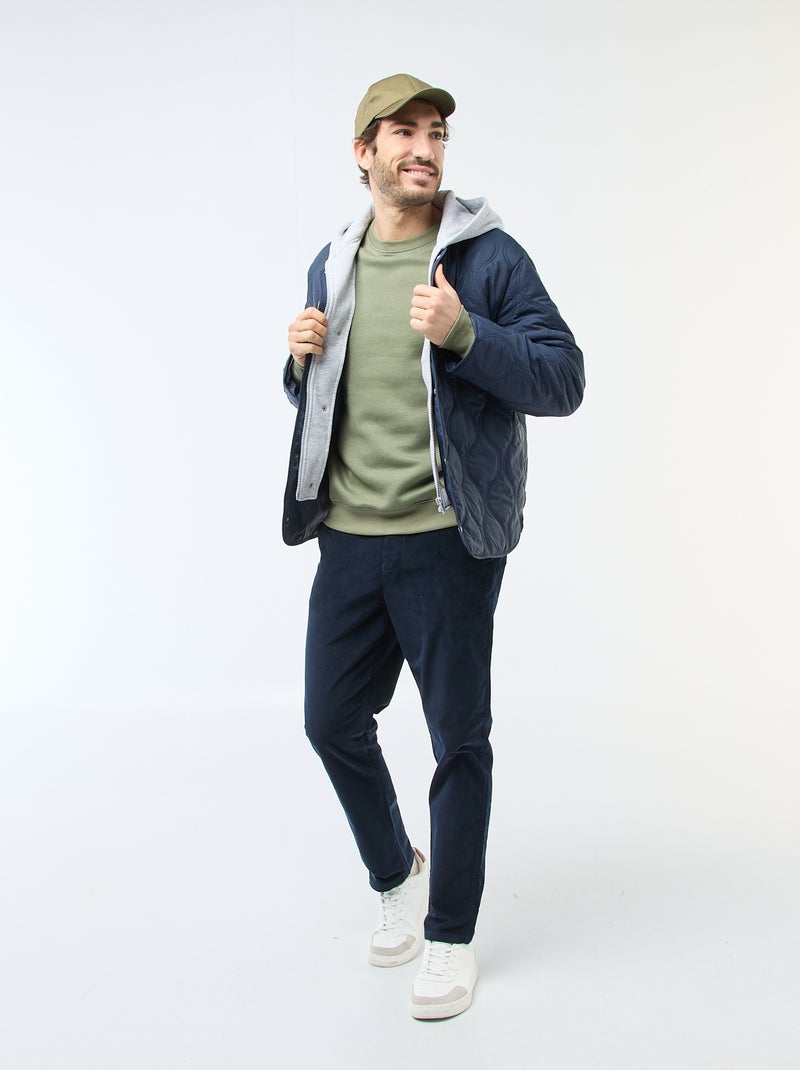 Blouson à capuche avec plastron en molleton amovible Bleu - Kiabi