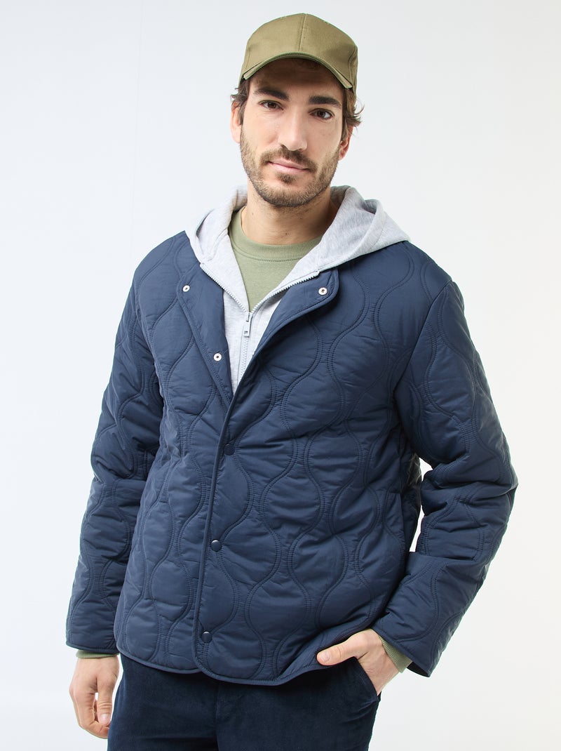 Blouson à capuche avec plastron en molleton amovible Bleu - Kiabi