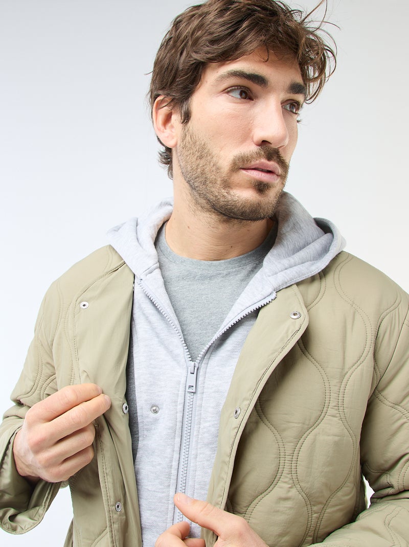 Blouson à capuche avec plastron en molleton amovible Vert - Kiabi