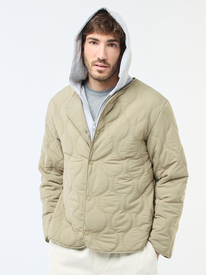 Blouson à capuche avec plastron en molleton amovible Vert - Kiabi