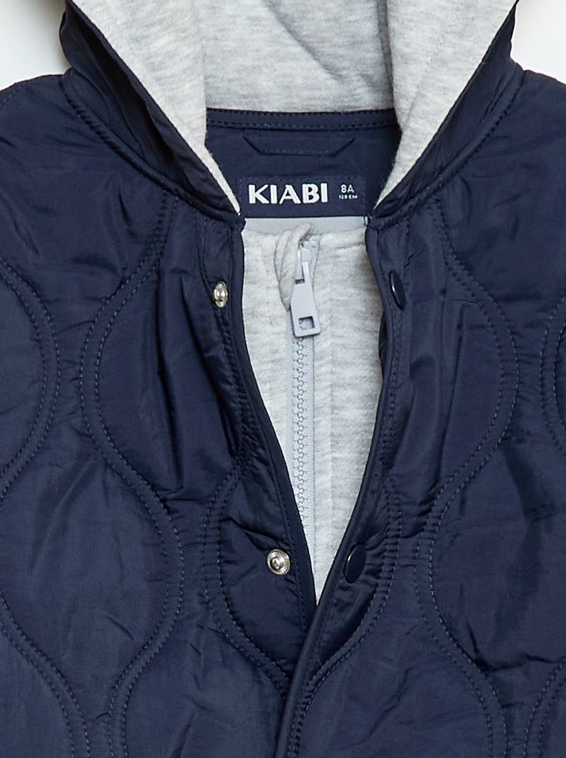 Blouson à capuche matelassé Bleu - Kiabi