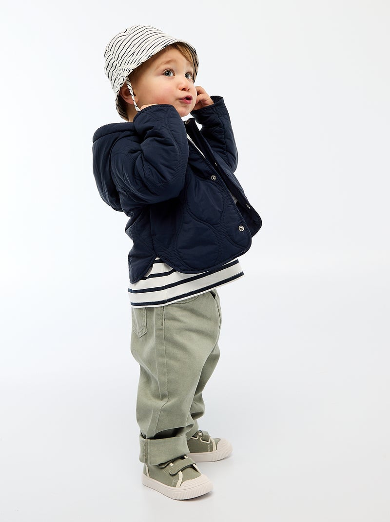 Blouson à capuche matelassé Bleu - Kiabi