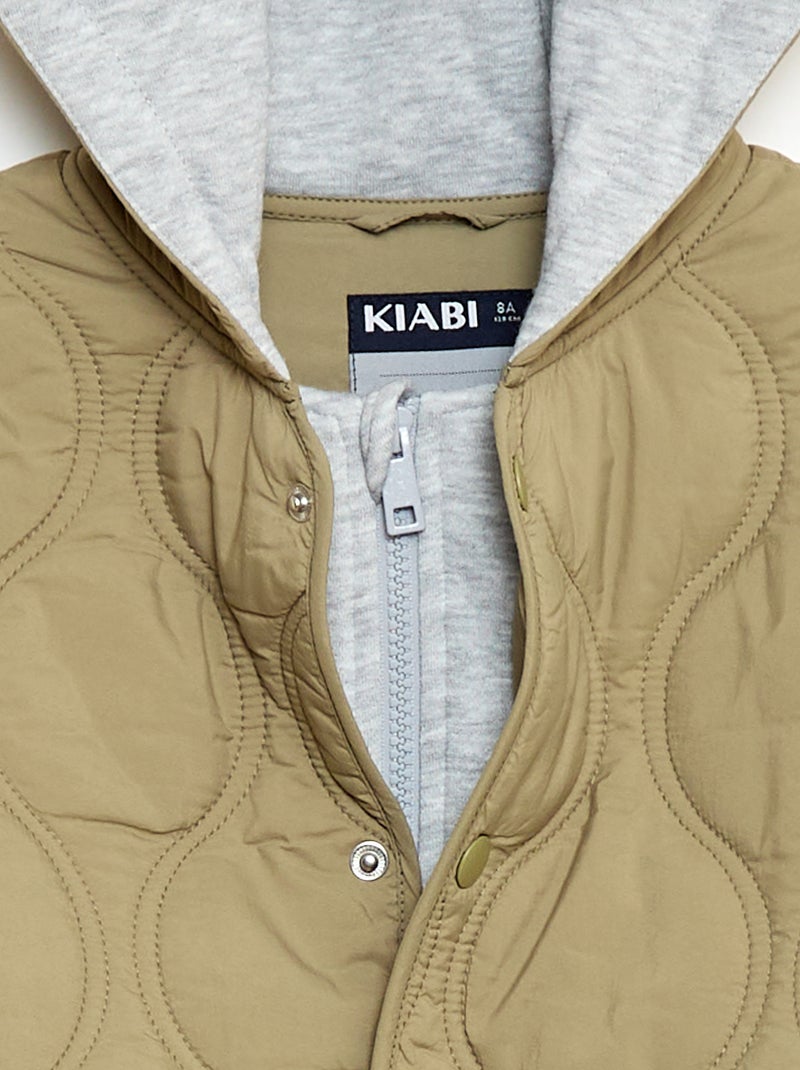 Blouson à capuche matelassé Kaki - Kiabi