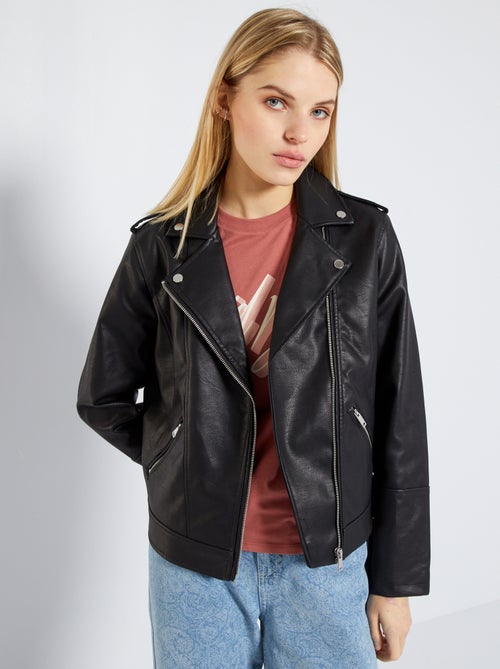 Blouson aus Kunstleder, unifarben - Kiabi