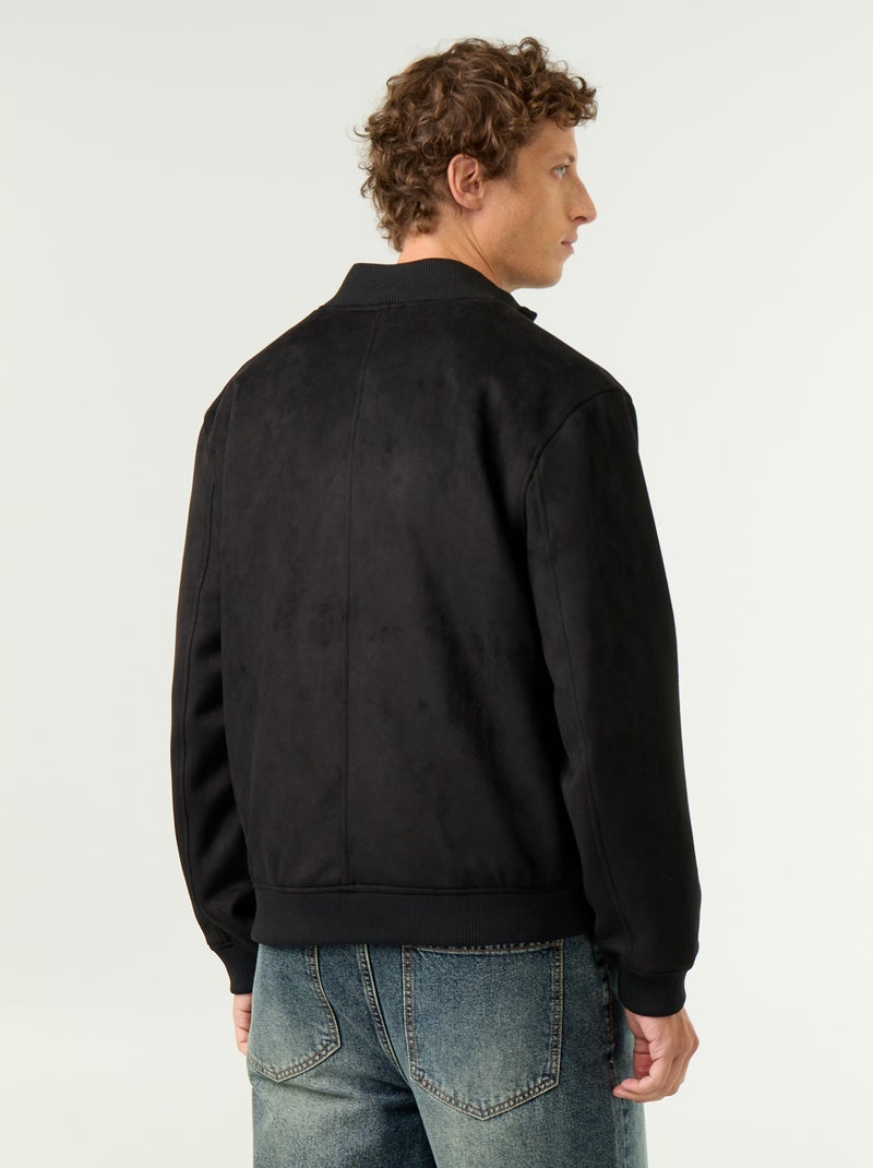Blouson aus Wildlederimitat mit Reissverschluss Schwarz - Kiabi