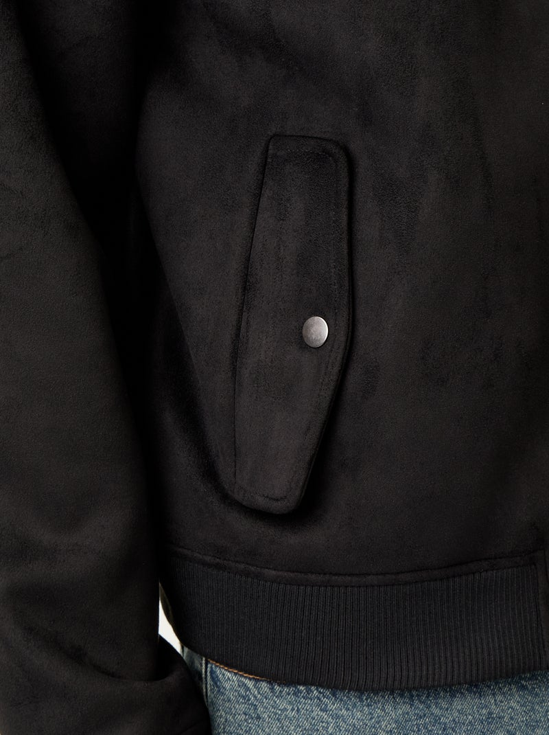 Blouson aus Wildlederimitat mit Reissverschluss Schwarz - Kiabi