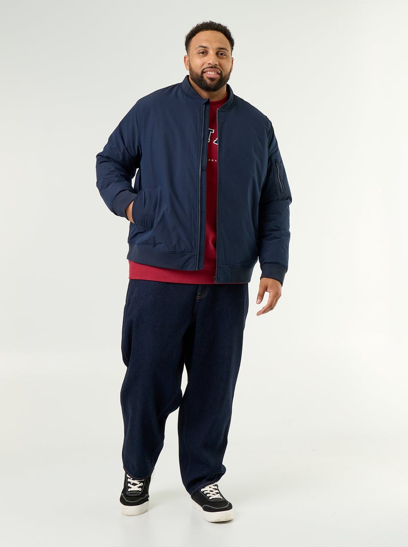 Blouson bomber con collo in maglia a costine Blu - Kiabi
