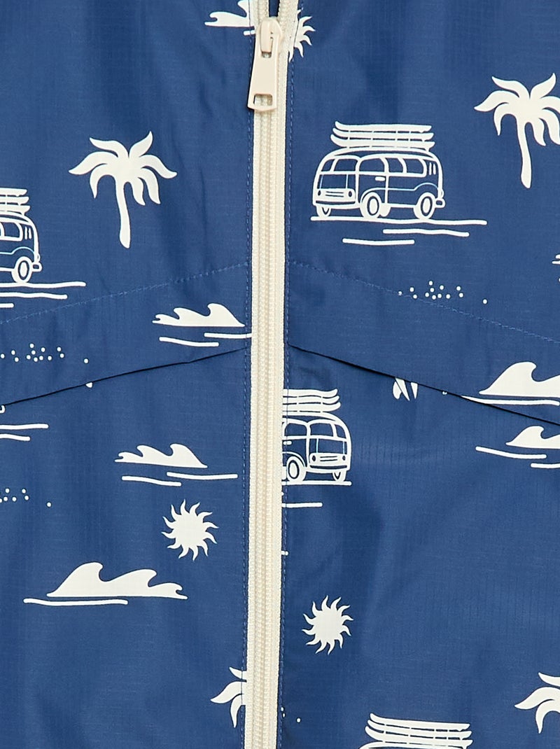 Blouson coupe-vent à capuche à capuche Bleu - Kiabi