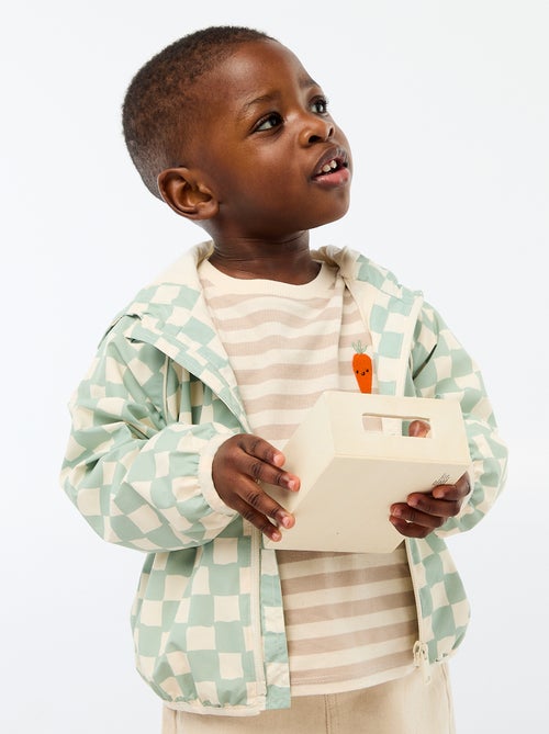 Blouson coupe vent à capuche all-over - Kiabi