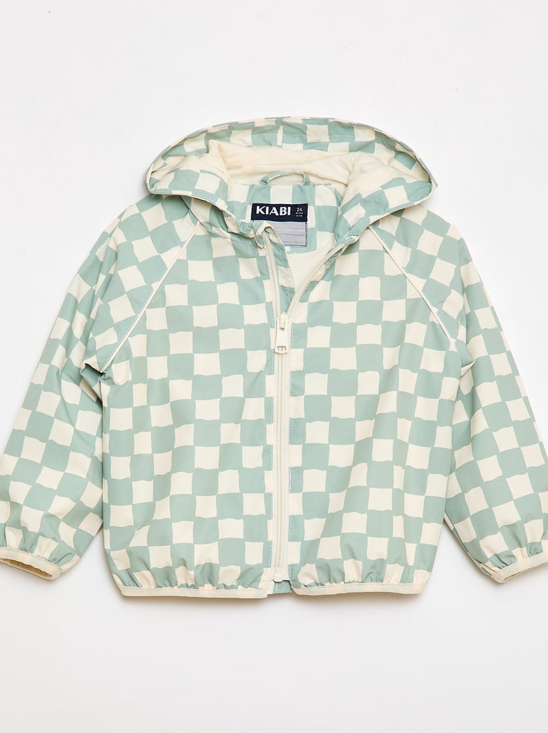 Blouson coupe vent à capuche all-over Vert - Kiabi