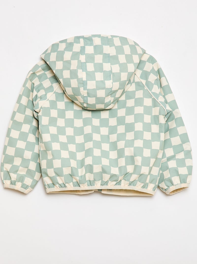 Blouson coupe vent à capuche all-over Vert - Kiabi
