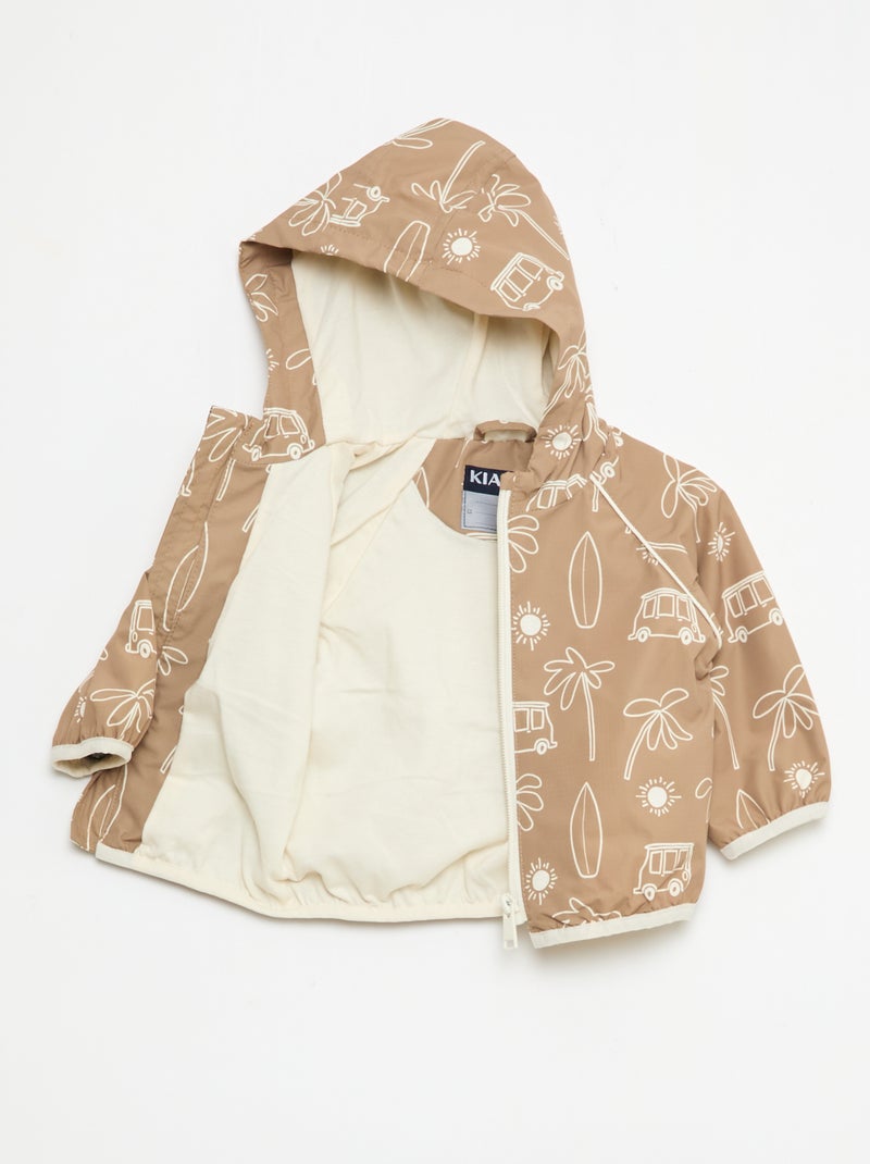 Blouson coupe vent à capuche all-over Vert - Kiabi