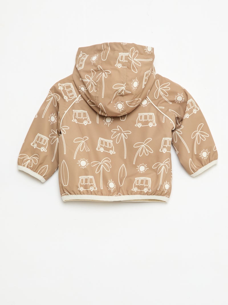 Blouson coupe vent à capuche all-over Vert - Kiabi