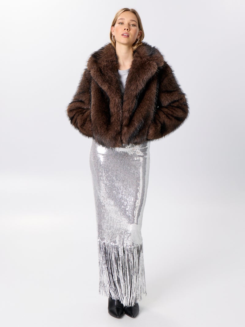 Blouson en fausse fourrure Marron - Kiabi