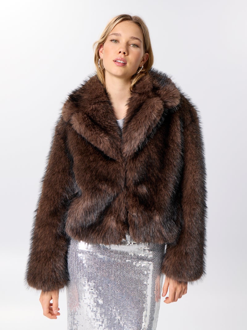 Blouson en fausse fourrure Marron - Kiabi