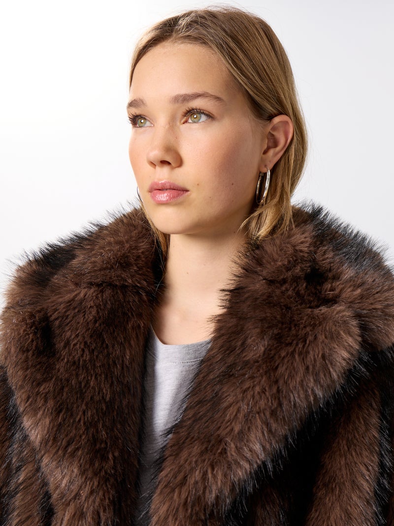 Blouson en fausse fourrure Marron - Kiabi
