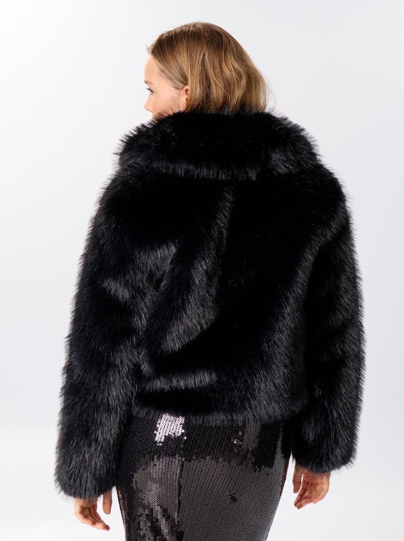 Blouson en fausse fourrure Noir - Kiabi