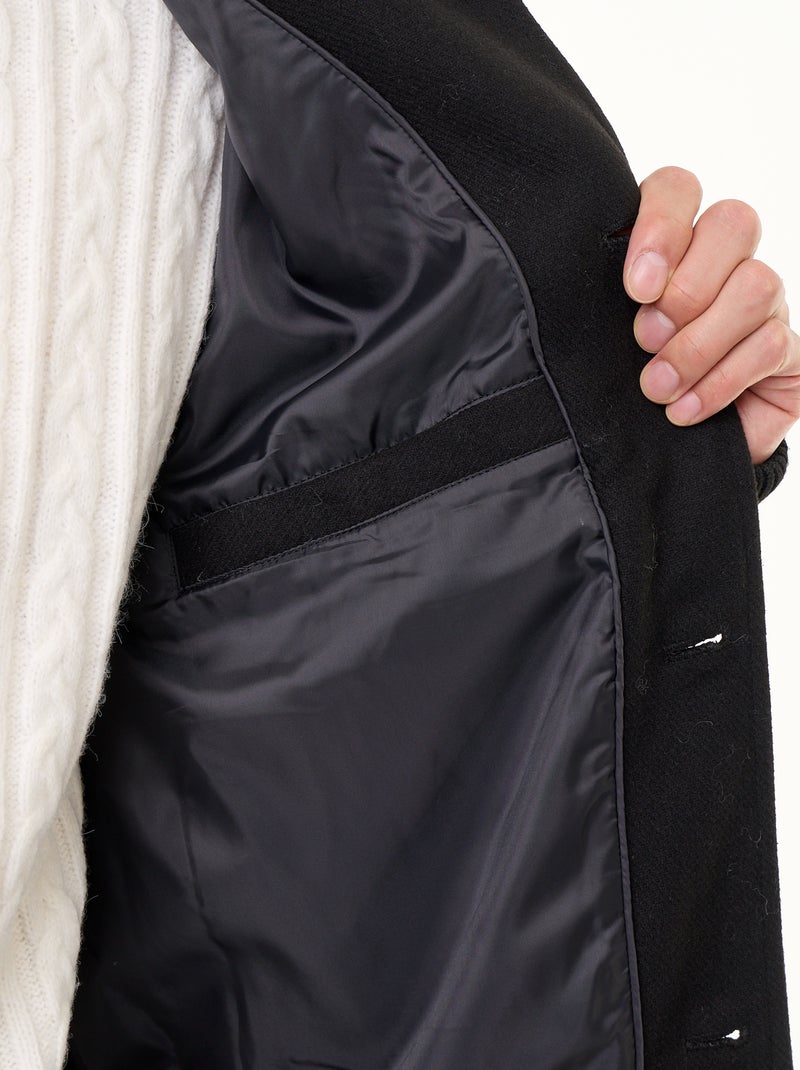 Blouson en faux lainage boutonné Noir - Kiabi