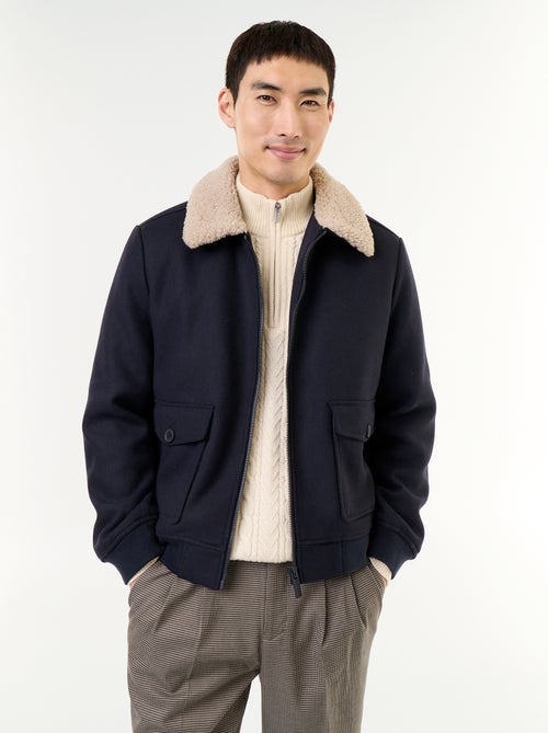Blouson en faux lainage col effet moutonné - Kiabi