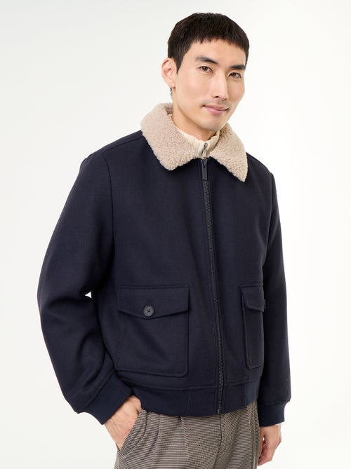 Blouson en faux lainage col effet moutonné - Kiabi