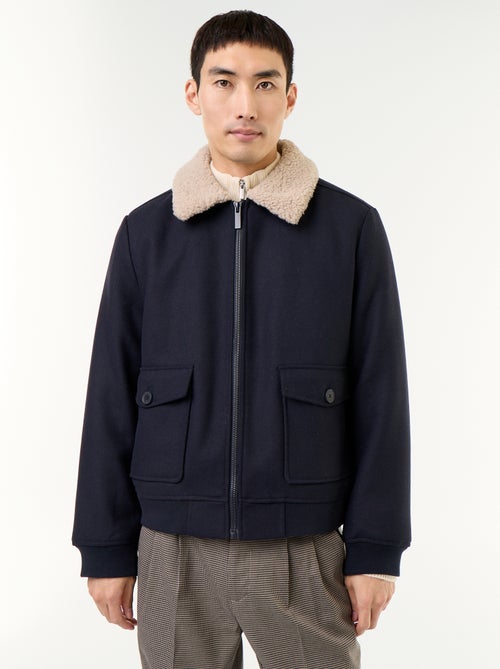 Blouson en faux lainage col effet moutonné - Kiabi