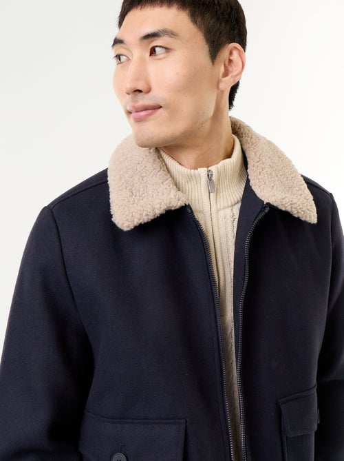 Blouson en faux lainage col effet moutonné - Kiabi