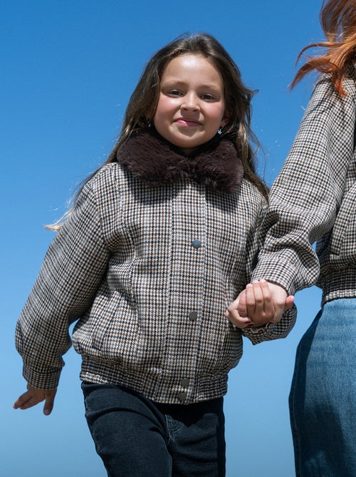 Blouson en faux lainage oversize avec col en fourrure amovible - Kiabi
