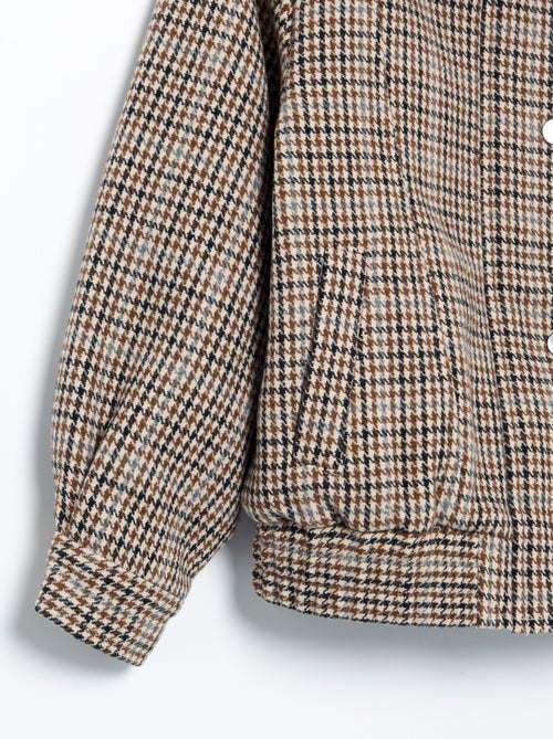 Blouson en faux lainage oversize avec col en fourrure amovible - Kiabi