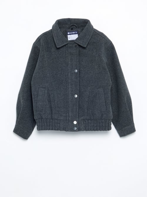 Blouson en faux lainage oversize avec col en fourrure amovible - Kiabi