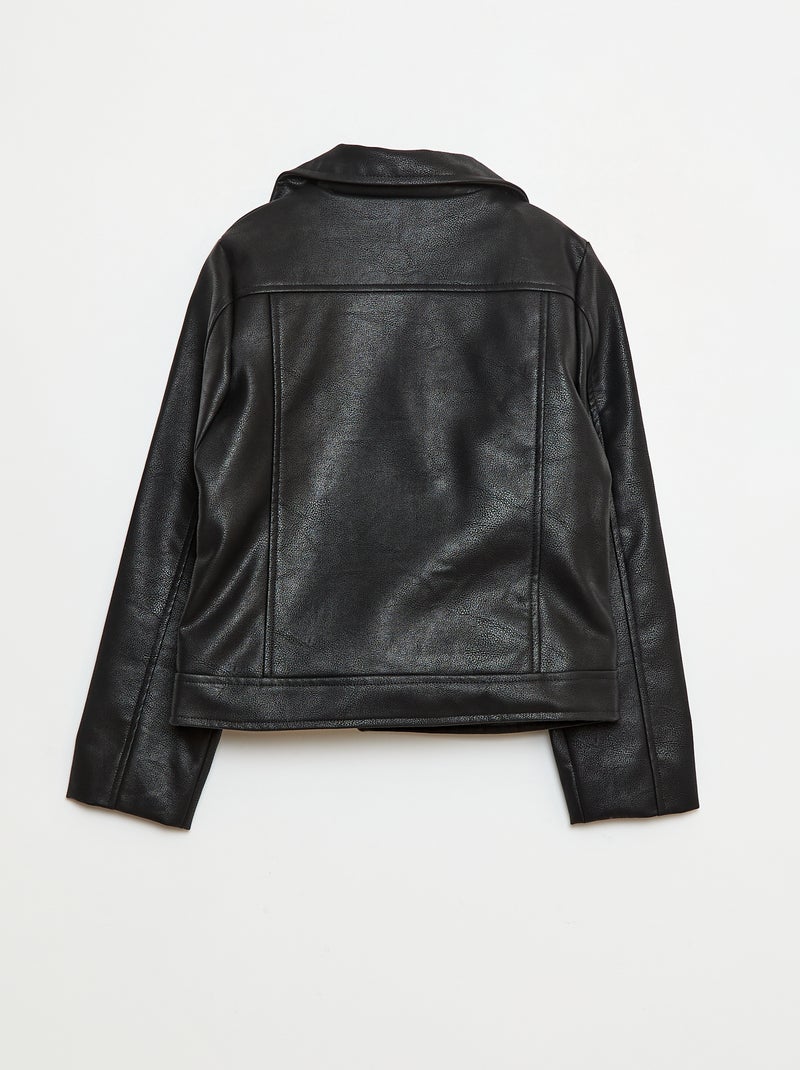 Blouson en simili texturé Noir - Kiabi