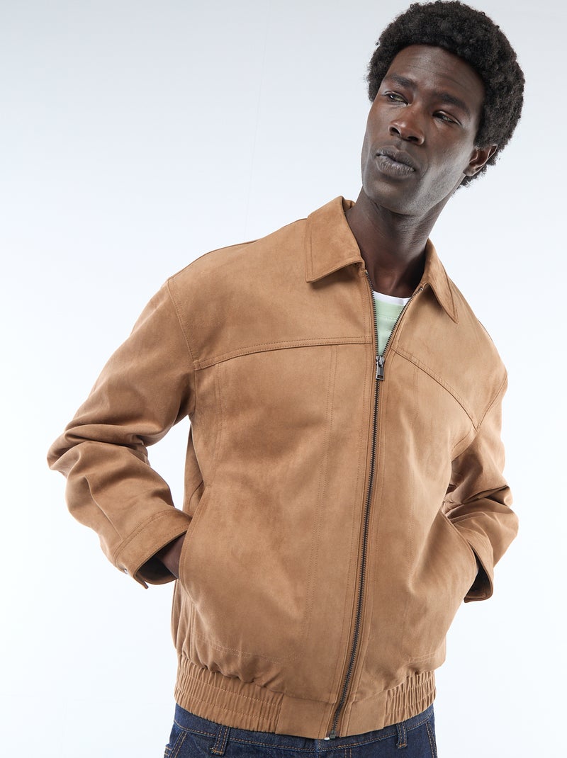 Blouson en suédine Beige - Kiabi