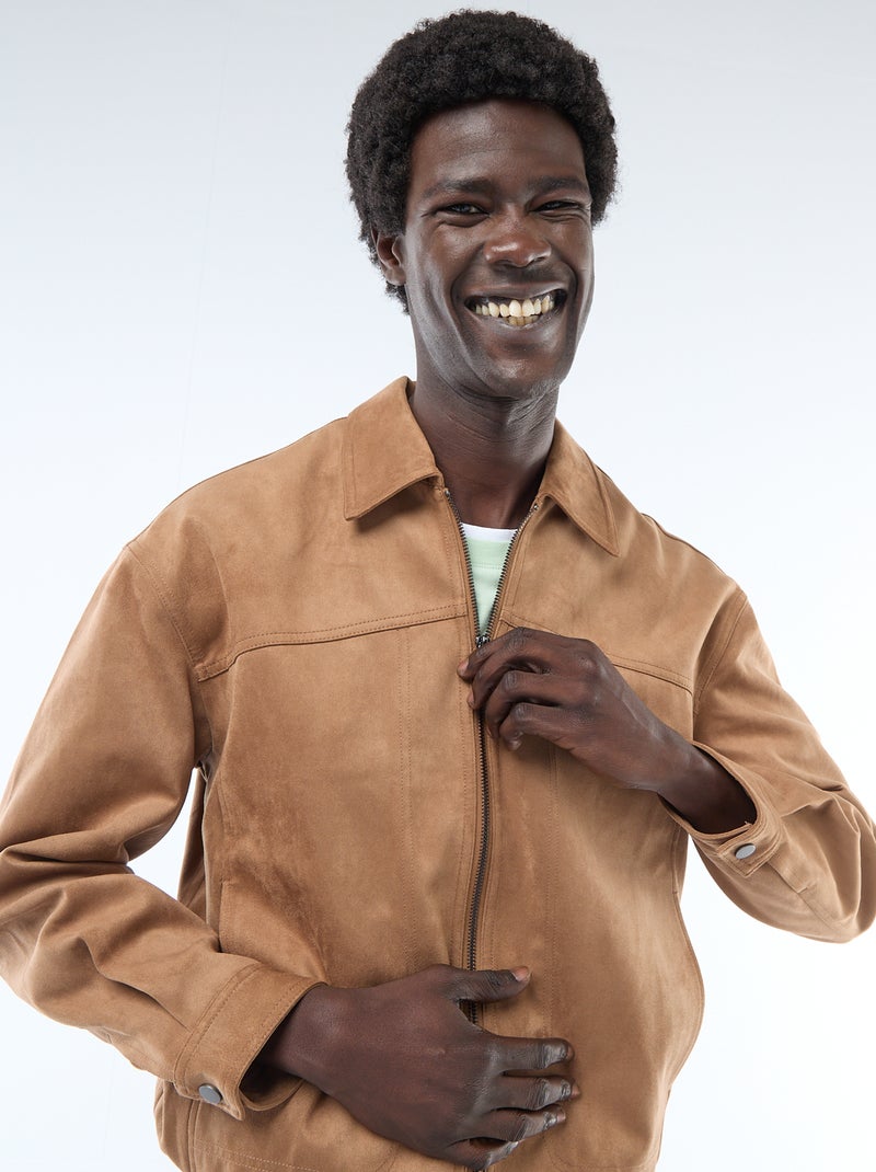 Blouson en suédine Beige - Kiabi