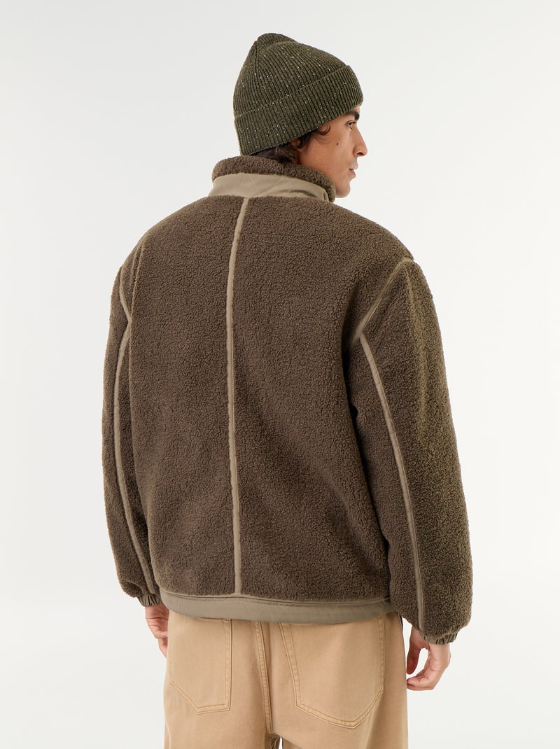 Blouson in Lammfell-Optik Khaki - Kiabi