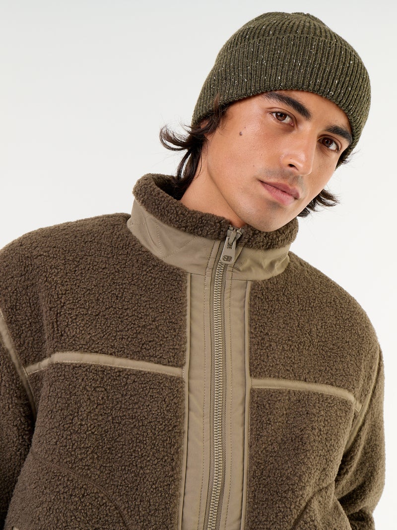 Blouson in Lammfell-Optik Khaki - Kiabi