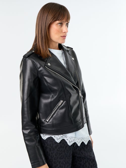 Blouson in Lederimitat mit Reverskragen - Kiabi