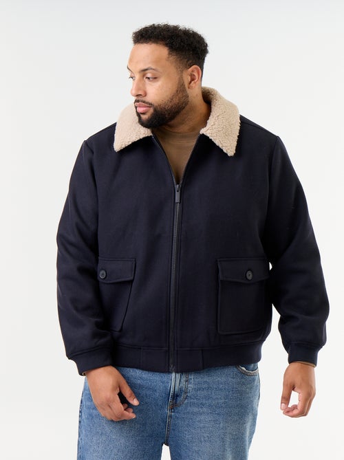 Blouson in Woll-Optik mit Lammfell-Kragen - Kiabi