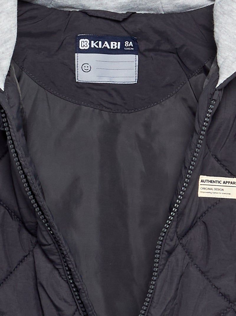 Blouson matelassé à capuche Noir - Kiabi