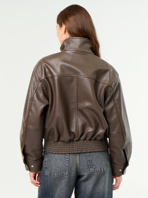 Blouson oversize in similpelle con collo alto - Kiabi