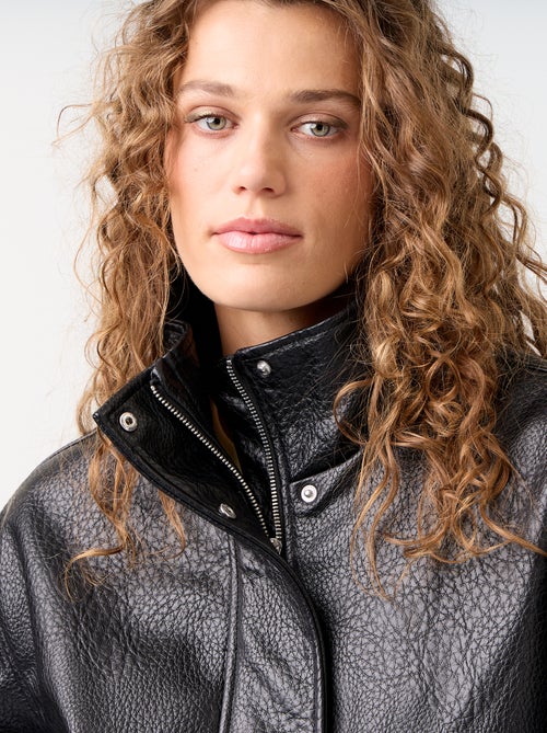 Blouson oversize in similpelle con collo alto - Kiabi Blouson oversize in similpelle con collo alto - Kiabi