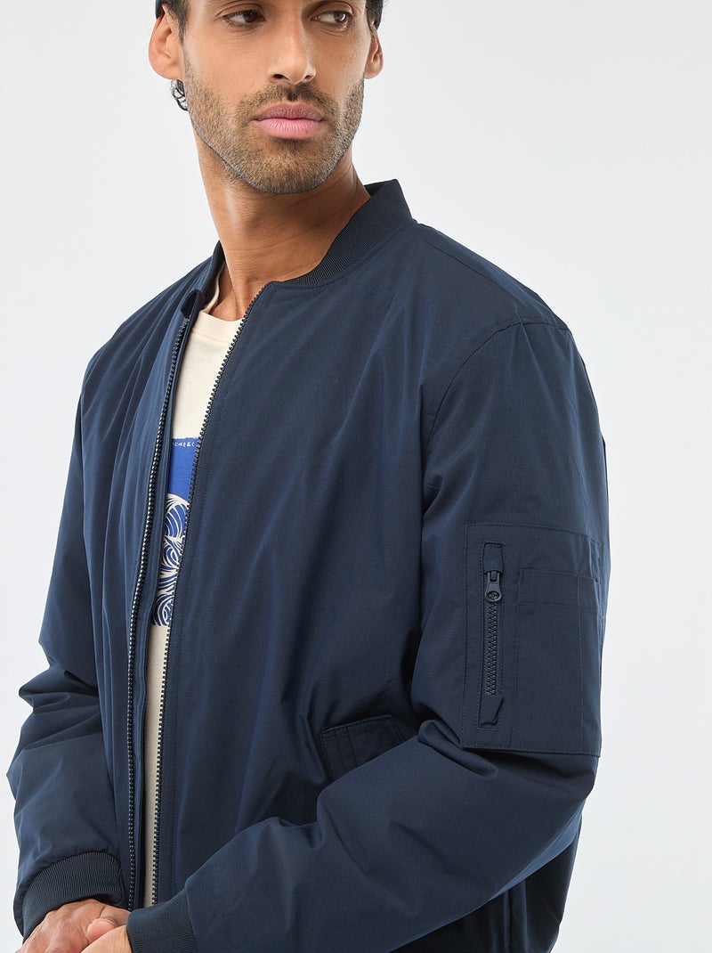 Blouson style aviateur avec poche zippée sur la manche Bleu - Kiabi