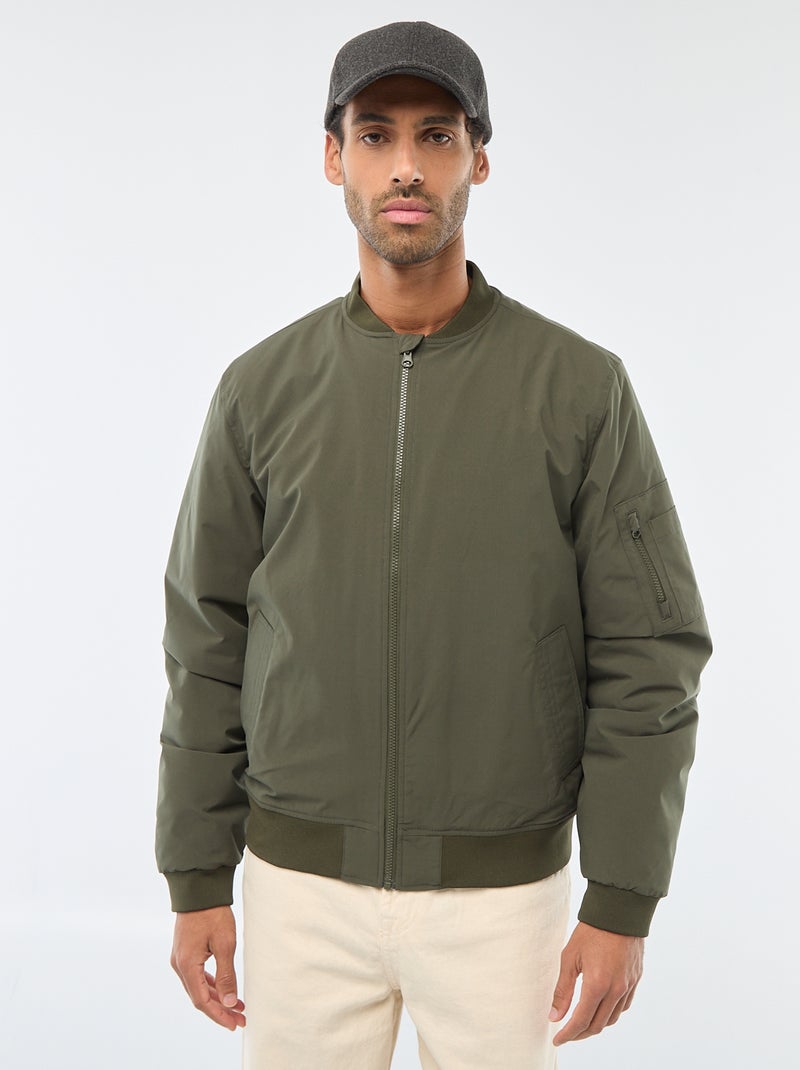 Blouson style aviateur avec poche zippée sur la manche Kaki - Kiabi