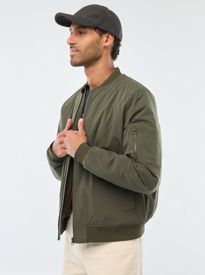 Blouson style aviateur avec poche zippée sur la manche Kaki - Kiabi