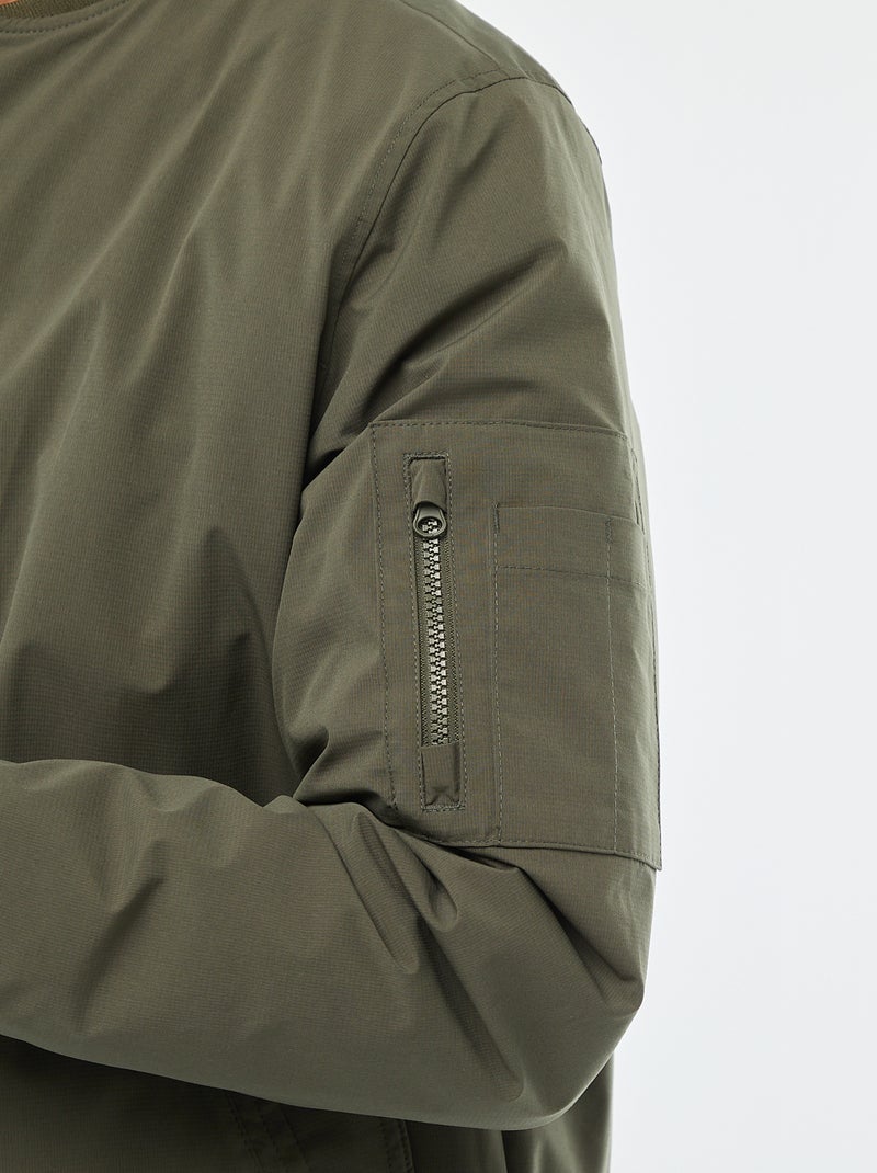 Blouson style aviateur avec poche zippée sur la manche Kaki - Kiabi