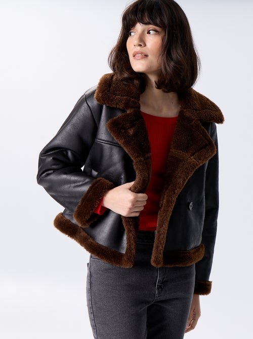 Blouson style peau lainée - Kiabi