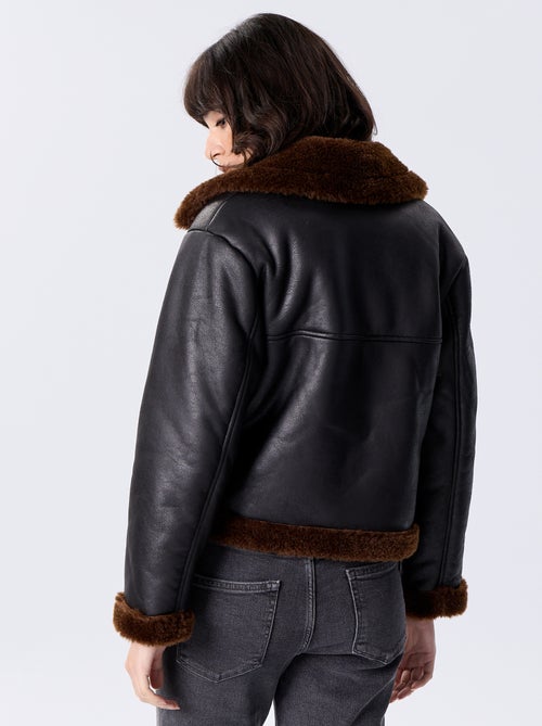 Blouson style peau lainée - Kiabi
