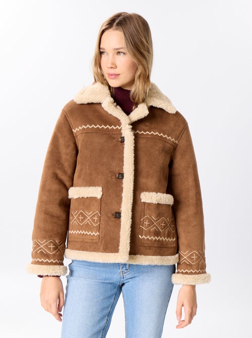 Blouson style peau lainée - Kiabi