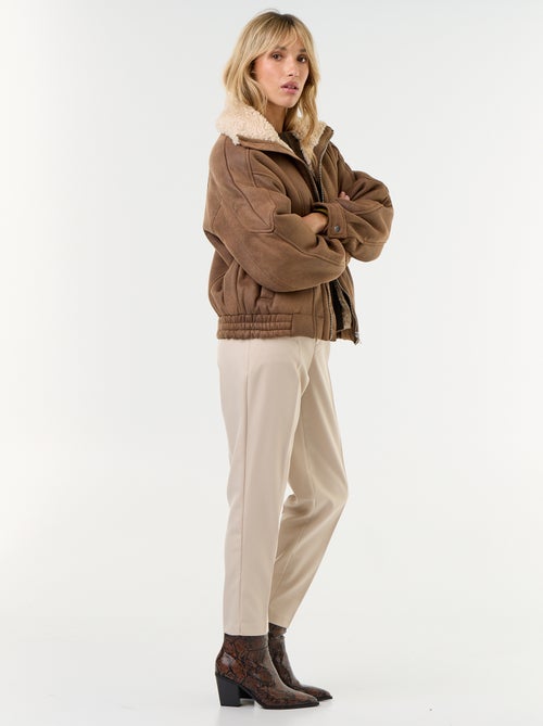 Blouson type peau lainée façon aviateur - Kiabi