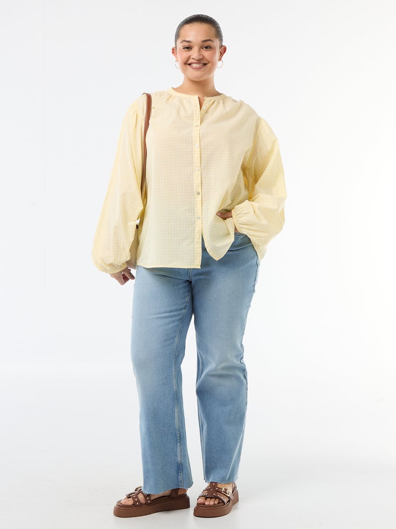 Blusa a collo rotondo e maniche lunghe Giallo - Kiabi